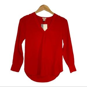 J. Crew Red Petite Blouse.